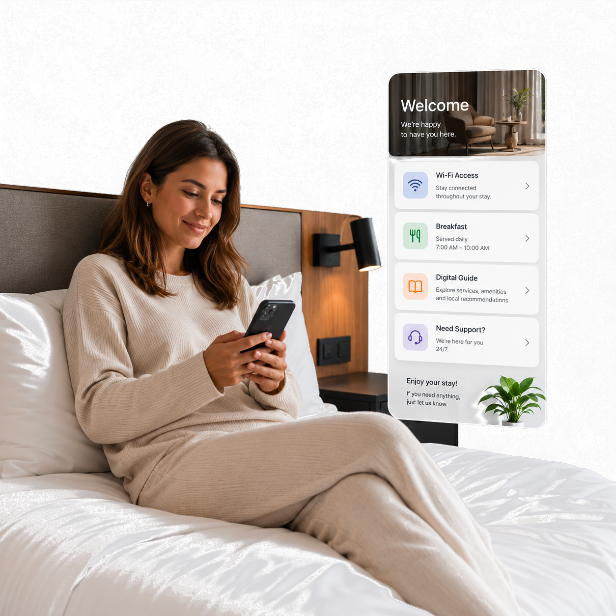 Ospite che completa il pre check-in e consulta le informazioni del soggiorno