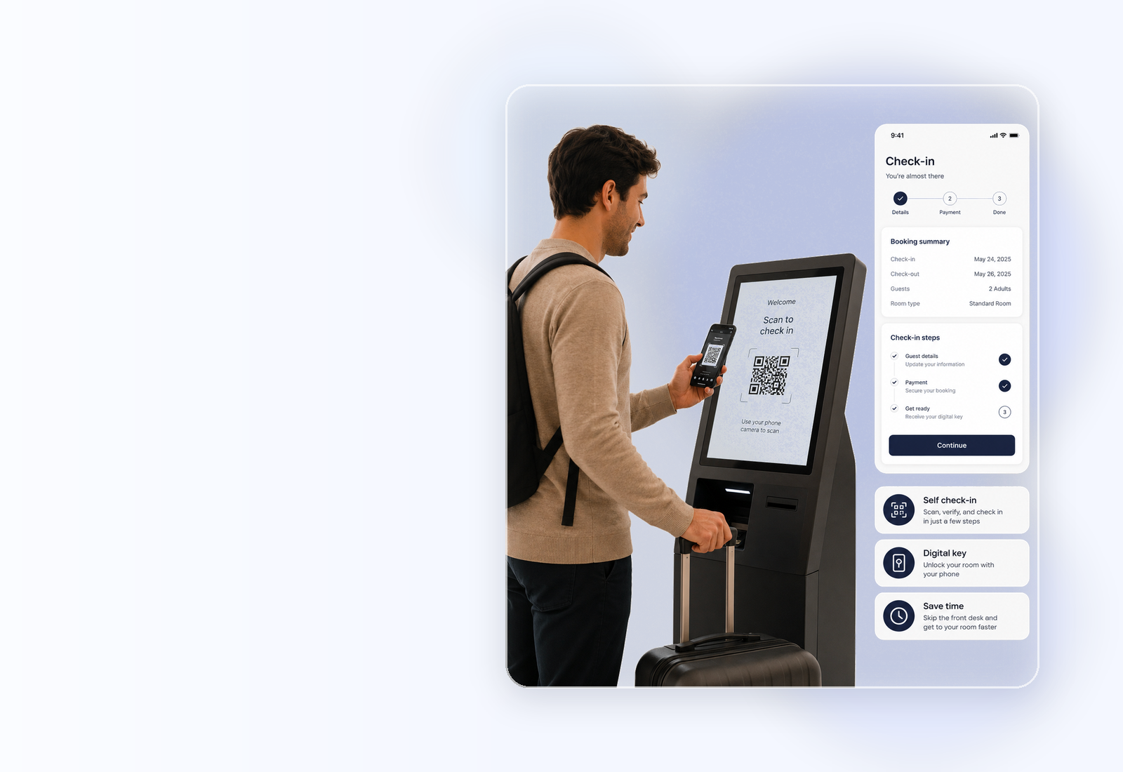 Check-in onsite con kiosk e touchpoint struttura integrati